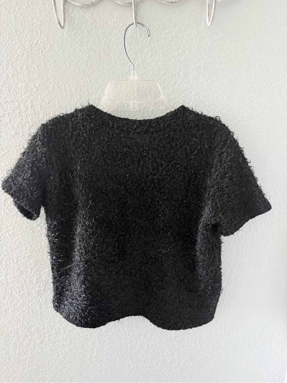 Vintage Y2K Zara Black Fuzzy Cropped Top Medium - Picture 6 of 7